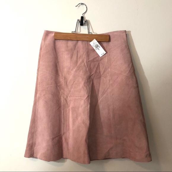 LOFT Dresses & Skirts - Loft 100% Leather Suede Pink Skirt